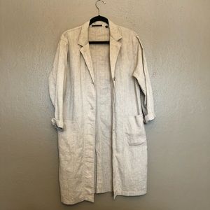 Uniqlo khaki linen long jacket